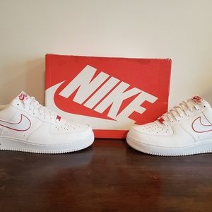 White and Red Nike AF1 Low